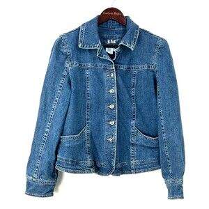 Live A Little LAL Women Blue Denim Jean Jacket Fitted Classic Sz PXL 1153E2